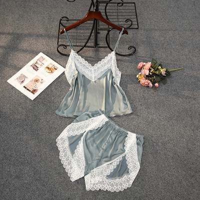 Lisacmvpnel Σέξι συνονθύλευμα δαντέλα γυναικεία σορτς πιτζάμες Γυναικεία εσώρουχα που αναπνέουν με λουράκι σπαγγέτι