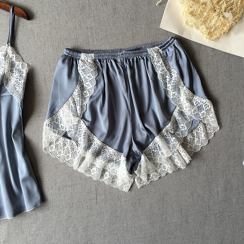 Lisacmvpnel Σέξι συνονθύλευμα δαντέλα γυναικεία σορτς πιτζάμες Γυναικεία εσώρουχα που αναπνέουν με λουράκι σπαγγέτι