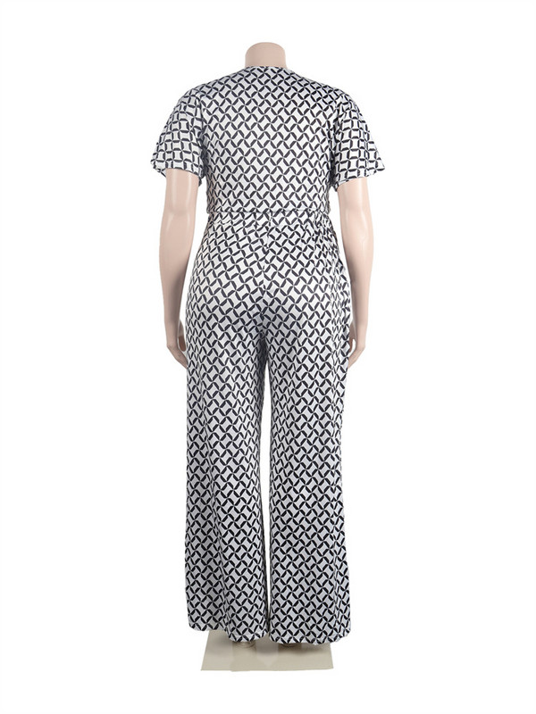 Wmsatar Plus Size Two Piece Σετ Γυναικεία Μόδα Καλοκαιρινή στάμπα Crop Tops Χαλαρά σετ παντελονιών μακριά με φαρδύ πόδι Χονδρική Dropshipping 2023