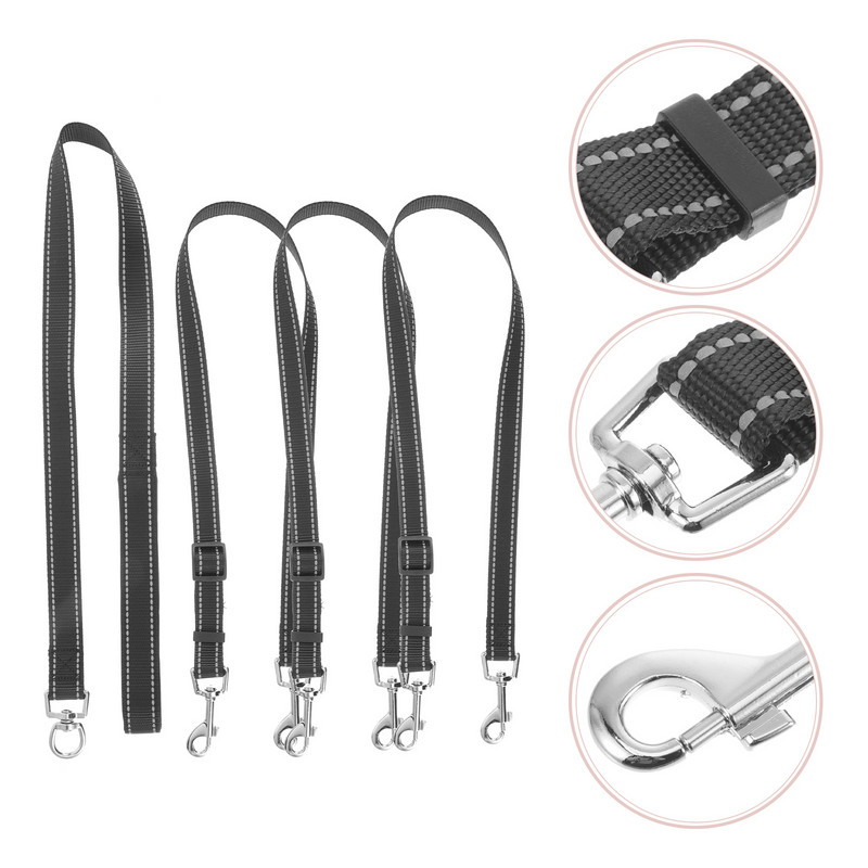 Lesă de câine rezistentă cu trei căi Lesă triplă reflectorizată pentru plimbare pentru câini cu mâner puternic