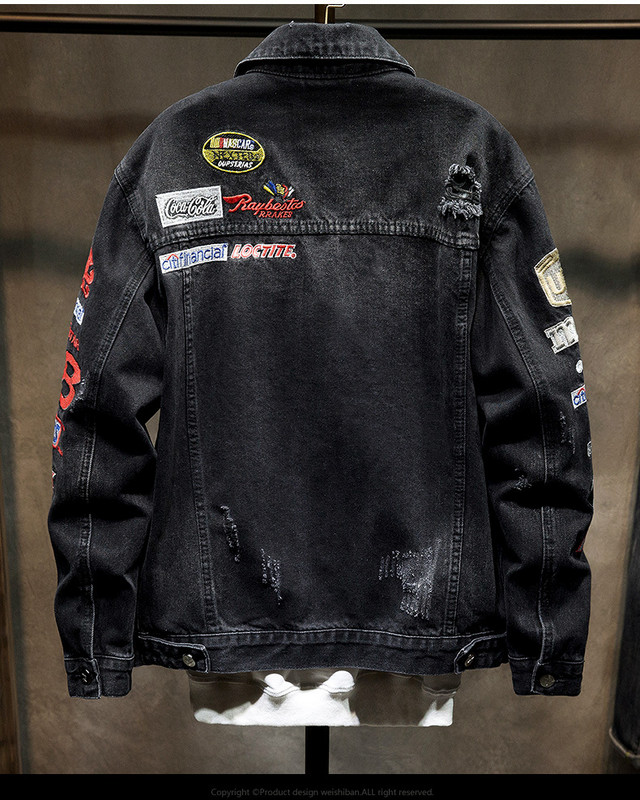 Ανδρική μόδα τζιν μπουφάν υψηλών προδιαγραφών Ανοιξιάτικη χαλαρή χιπ χοπ κέντημα Όμορφο κορυφαίο μπουφάν μπέιζμπολ ομοιόμορφο παλτό