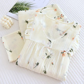 M-3XL Μεγάλο μέγεθος ανοιξιάτικες πιτζάμες για έγκυες γυναίκες μετά τον τοκετό Ρούχα νοσηλευτικής με μακρυμάνικη γάζα από βαμβάκι