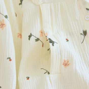 M-3XL Μεγάλο μέγεθος ανοιξιάτικες πιτζάμες για έγκυες γυναίκες μετά τον τοκετό Ρούχα νοσηλευτικής με μακρυμάνικη γάζα από βαμβάκι