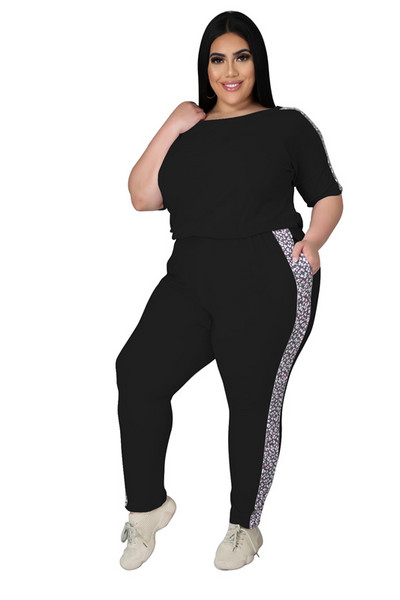 Σετ παντελονιών Plus Size Two Piece Γυναικεία Floral Patchwork Casual Γυναικεία Ρούχα Κοντό μανίκι ασορτί σετ Χονδρική Dropshipping