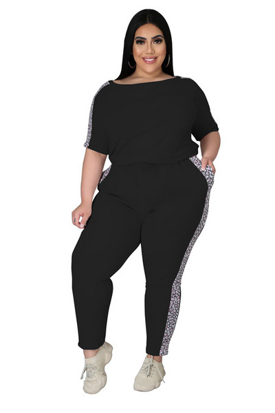 Σετ παντελονιών Plus Size Two Piece Γυναικεία Floral Patchwork Casual Γυναικεία Ρούχα Κοντό μανίκι ασορτί σετ Χονδρική Dropshipping