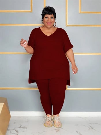 Wmstar Plus Size Two Piece Σετ Γυναικεία Ρούχα Μακριά Κολάν ασορτί κοστούμι Μασίφ casual outfits Χονδρική Dropshipping 2023