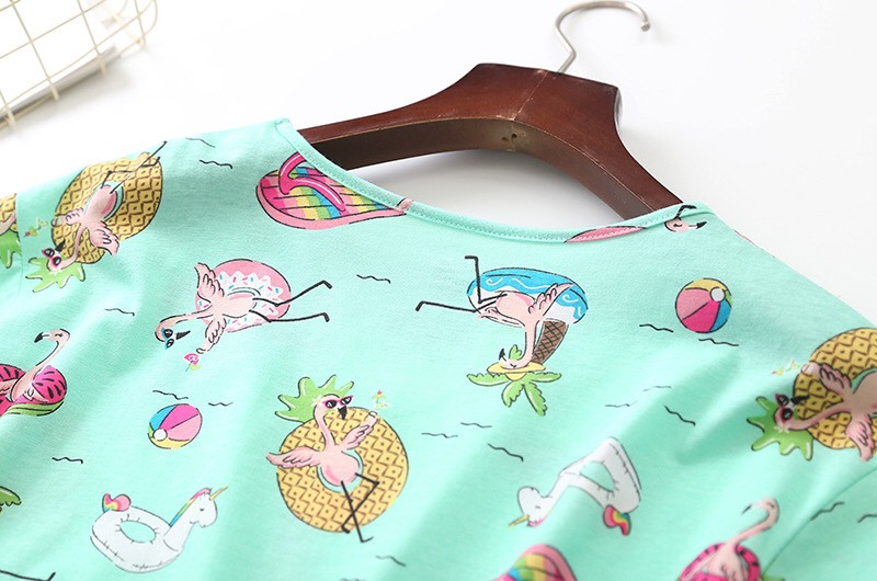 Nagy méretű kötött pamut rövid ujjú pizsama női V-nyakú karikatúra női pizsama szett Pijama Mujer női hálóruha S-XXXL méret