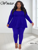 Σετ παντελονιών Wmstar Plus Size Γυναικεία σετ δύο τεμαχίων Μασίφ casual φθινοπωρινά ρούχα Νέα σε ρούχα που ταιριάζουν με χονδρική Dropshipping 2023