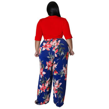 Wmstar Plus Size 2 Piece Outfits Γυναικείες Καλοκαιρινή συμπαγής επίδεσμος Crop Top Print Φαρδύ παντελόνι ασορτί σετ χονδρικής Dropshipping