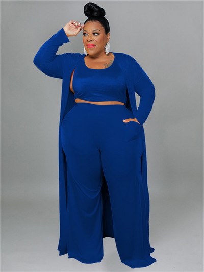 Ținute de mărime Plus 3 piese Trening Femei Palton Vsest Pantaloni Seturi Mâneci lungi Toamna Moda Steetwear 2022 En-gros Dropshipping