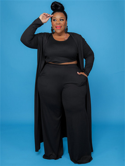 Ținute de mărime Plus 3 piese Trening Femei Palton Vsest Pantaloni Seturi Mâneci lungi Toamna Moda Steetwear 2022 En-gros Dropshipping