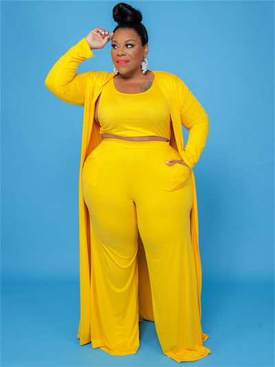 Ținute de mărime Plus 3 piese Trening Femei Palton Vsest Pantaloni Seturi Mâneci lungi Toamna Moda Steetwear 2022 En-gros Dropshipping