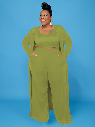 Ținute de mărime Plus 3 piese Trening Femei Palton Vsest Pantaloni Seturi Mâneci lungi Toamna Moda Steetwear 2022 En-gros Dropshipping