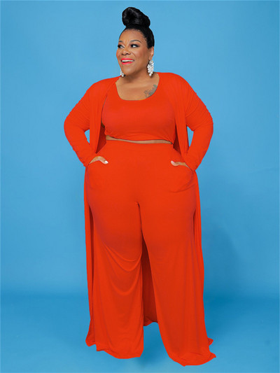 Ținute de mărime Plus 3 piese Trening Femei Palton Vsest Pantaloni Seturi Mâneci lungi Toamna Moda Steetwear 2022 En-gros Dropshipping