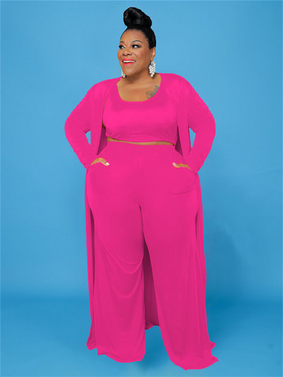 Ținute de mărime Plus 3 piese Trening Femei Palton Vsest Pantaloni Seturi Mâneci lungi Toamna Moda Steetwear 2022 En-gros Dropshipping