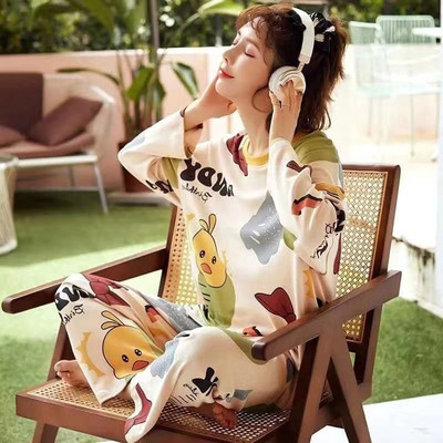 Γυναικεία Sleepwear Σετ Πιτζάμες κινουμένων σχεδίων μακρυμάνικο+παντελόνι 2τμχ Κοστούμι πιτζάμες 2022 Άνοιξη φθινόπωρο Homewear Fashion Nightwear