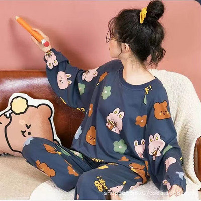 Γυναικεία Sleepwear Σετ Πιτζάμες κινουμένων σχεδίων μακρυμάνικο+παντελόνι 2τμχ Κοστούμι πιτζάμες 2022 Άνοιξη φθινόπωρο Homewear Fashion Nightwear