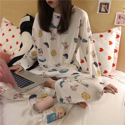 Γυναικεία Sleepwear Σετ Πιτζάμες κινουμένων σχεδίων μακρυμάνικο+παντελόνι 2τμχ Κοστούμι πιτζάμες 2022 Άνοιξη φθινόπωρο Homewear Fashion Nightwear