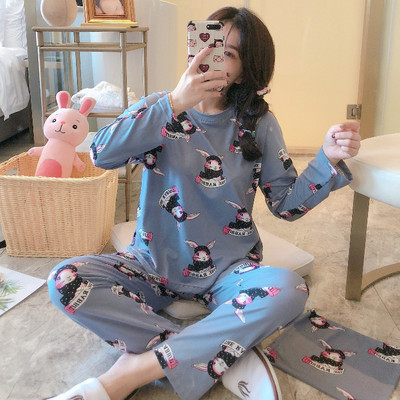 Γυναικεία Sleepwear Σετ Πιτζάμες κινουμένων σχεδίων μακρυμάνικο+παντελόνι 2τμχ Κοστούμι πιτζάμες 2022 Άνοιξη φθινόπωρο Homewear Fashion Nightwear