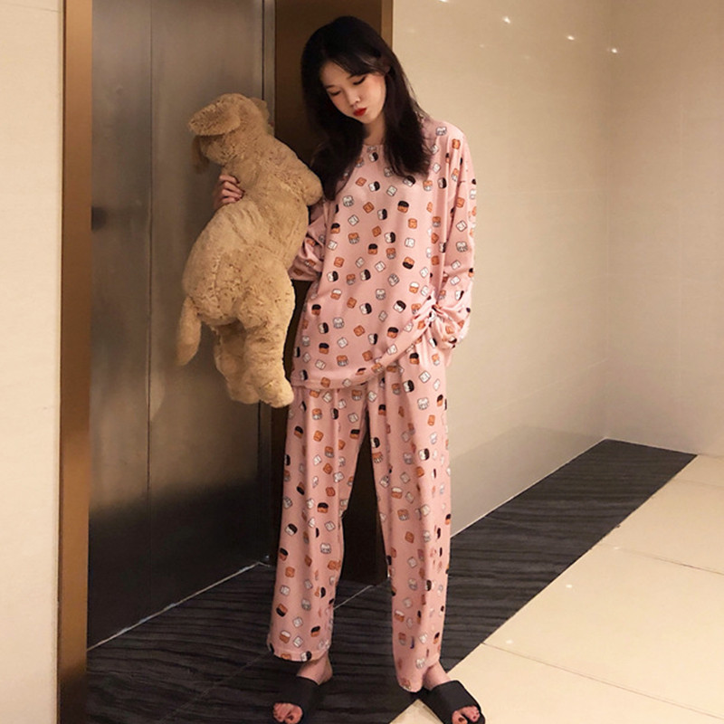 Γυναικεία Sleepwear Σετ Πιτζάμες κινουμένων σχεδίων μακρυμάνικο+παντελόνι 2τμχ Κοστούμι πιτζάμες 2022 Άνοιξη φθινόπωρο Homewear Fashion Nightwear