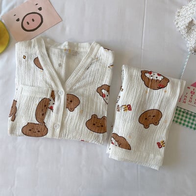 Puhast puuvillast marli rõivad, ülikonnad rasedatele naistele, pidžaamakomplekt, puuvillane suvine sügisene sünnitusjärgne pidžaama koduriided