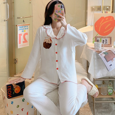 Puhast puuvillast marli rõivad, ülikonnad rasedatele naistele, pidžaamakomplekt, puuvillane suvine sügisene sünnitusjärgne pidžaama koduriided