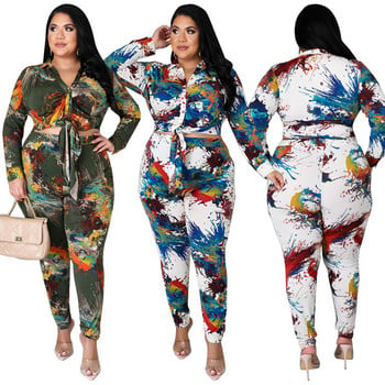 Τύπος Dye Plus Size Σετ 2 τεμαχίων Γυναικεία φθινοπωρινά ρούχα Crop Top και παντελόνι Casual Streetwear Κοστούμι τζόκινγκ Χονδρική Dropshipping