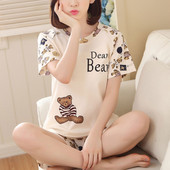 Γυναικείες πιτζάμες κινουμένων σχεδίων με κοντό μανίκι βαμβακερές πιτζάμες σπίτι νυχτικά