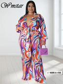 Wmstar Plus Size pükste komplektid Moodne, soliidne ülaosa, laia säärega, kaheosaline komplekt Sügisriiete hulgimüük