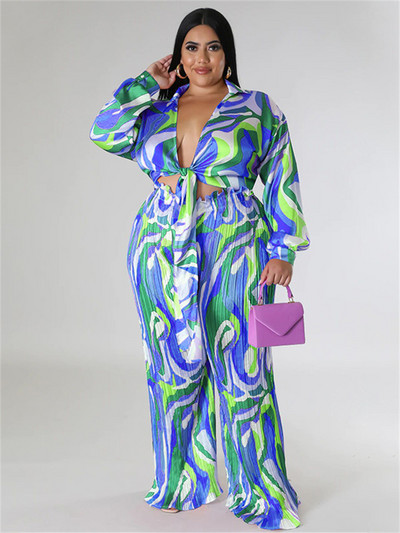 Wmstar Plus Size pükste komplektid Moodne, soliidne ülaosa, laia säärega, kaheosaline komplekt Sügisriiete hulgimüük