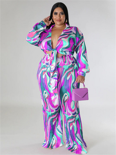 Wmstar Plus Size pükste komplektid Moodne, soliidne ülaosa, laia säärega, kaheosaline komplekt Sügisriiete hulgimüük