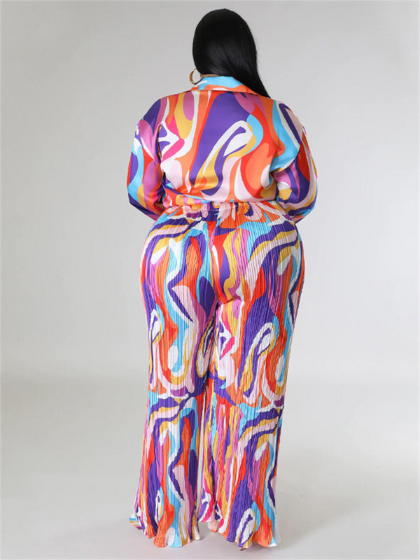 Wmstar Plus Size pükste komplektid Moodne, soliidne ülaosa, laia säärega, kaheosaline komplekt Sügisriiete hulgimüük