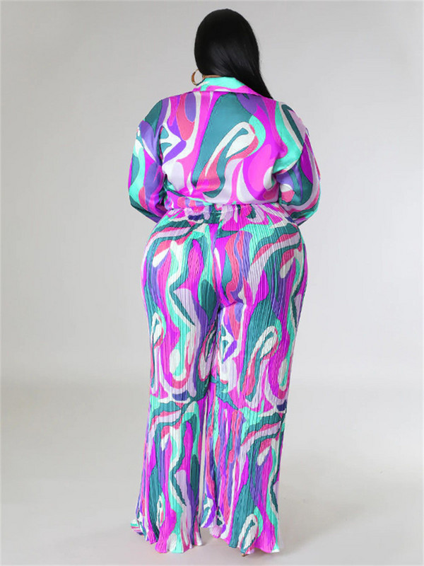 Wmstar Plus Size pükste komplektid Moodne, soliidne ülaosa, laia säärega, kaheosaline komplekt Sügisriiete hulgimüük