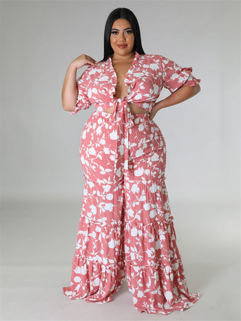 Wmstar Plus Size Two Piece Σετ Γυναικεία Ρούχα Πουκάμισα Μπλούζες και Παντελόνια Φαρδιά Πόδι Νέα σε Ασορτί Σετ Χονδρική Dropshopping 2023