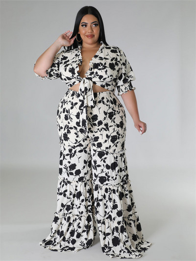 Wmstar Plus Size Two Piece Σετ Γυναικεία Ρούχα Πουκάμισα Μπλούζες και Παντελόνια Φαρδιά Πόδι Νέα σε Ασορτί Σετ Χονδρική Dropshopping 2023
