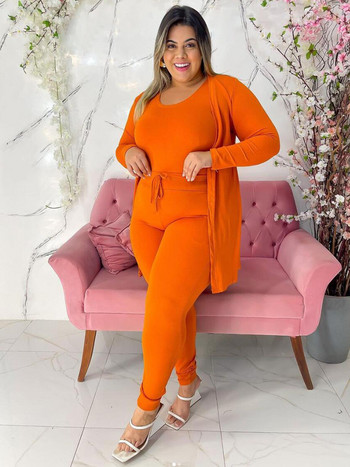 Wmstar Plus Size 3 Piece Outfits Анцуг Дамско палто Vsest Комплекти панталони с дълъг ръкав Есенна мода Steetwear Дропшиппинг на едро