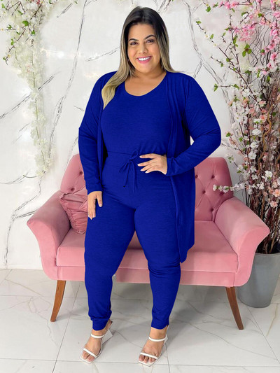 Wmstar Plus Size 3 Piece Outfits Γυναικεία παλτό Vsest Παντελόνια Σετ μακρυμάνικα Φθινοπωρινή μόδα Steetwear Χονδρική Dropshipping