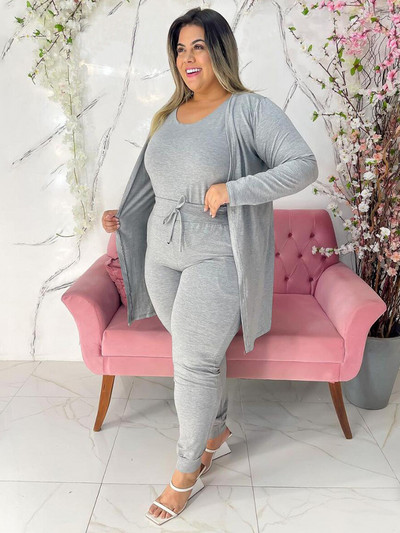Wmstar Plus Size 3 Piece Outfits Γυναικεία παλτό Vsest Παντελόνια Σετ μακρυμάνικα Φθινοπωρινή μόδα Steetwear Χονδρική Dropshipping