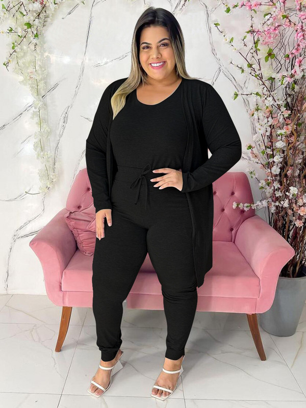 Wmstar Plus Size 3 Piece Outfits Γυναικεία παλτό Vsest Παντελόνια Σετ μακρυμάνικα Φθινοπωρινή μόδα Steetwear Χονδρική Dropshipping