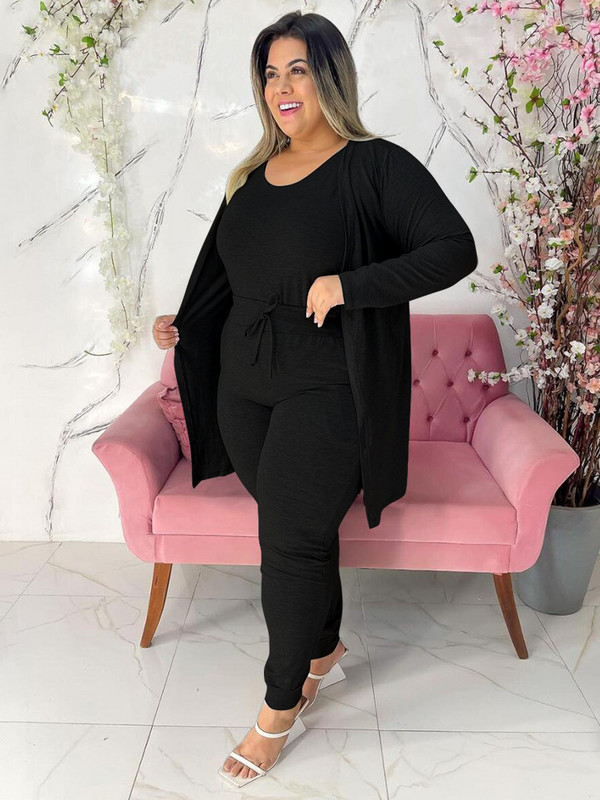 Wmstar Plus Size 3 Piece Outfits Γυναικεία παλτό Vsest Παντελόνια Σετ μακρυμάνικα Φθινοπωρινή μόδα Steetwear Χονδρική Dropshipping