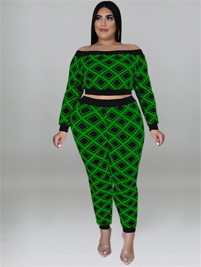 Wmstar Ținute în două piese mărime Plus pentru femei Îmbrăcăminte de toamnă Seturi de top și pantaloni cu imprimeu în carouri Set casual asortat Dropshipping cu ridicata