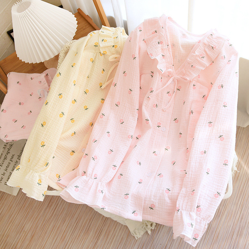 Fdfklak tanka odjeća za dojenje nakon poroda od čistog pamuka s printom za trudnice i dojilje Proljeće jesen Nova pidžama s V-izrezom