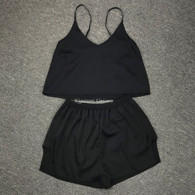 Γυναικεία ρούχα ύπνου Σέξι εσώρουχα σατέν δαντέλα σορτς καμιζόλα με λαιμόκοψη V σετ Πυτζάμες Πυτζάμες Γυναικεία σέξι ρούχα Μαύρα μονόχρωμα