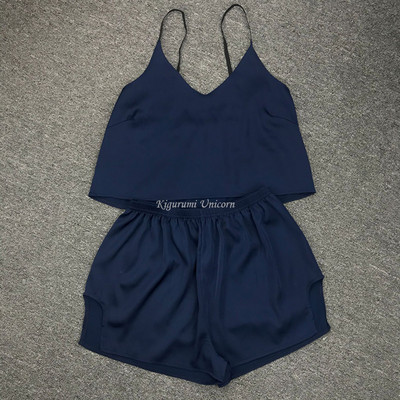 Γυναικεία ρούχα ύπνου Σέξι εσώρουχα σατέν δαντέλα σορτς καμιζόλα με λαιμόκοψη V σετ Πυτζάμες Πυτζάμες Γυναικεία σέξι ρούχα Μαύρα μονόχρωμα