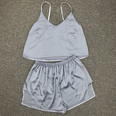 Γυναικεία ρούχα ύπνου Σέξι εσώρουχα σατέν δαντέλα σορτς καμιζόλα με λαιμόκοψη V σετ Πυτζάμες Πυτζάμες Γυναικεία σέξι ρούχα Μαύρα μονόχρωμα