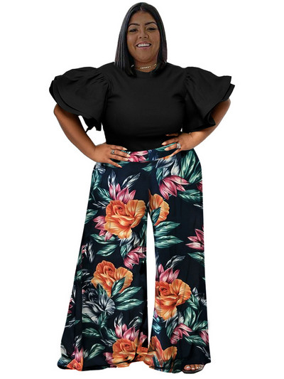 Wmstar Plus Size Two Piece Σετ Γυναικεία 2023 Μασίφ πουκάμισα Μπλούζες και στάμπα παντελονιών Τσέπες με φαρδιά πόδι Μόδα ασορτί κοστούμι Dropshipping