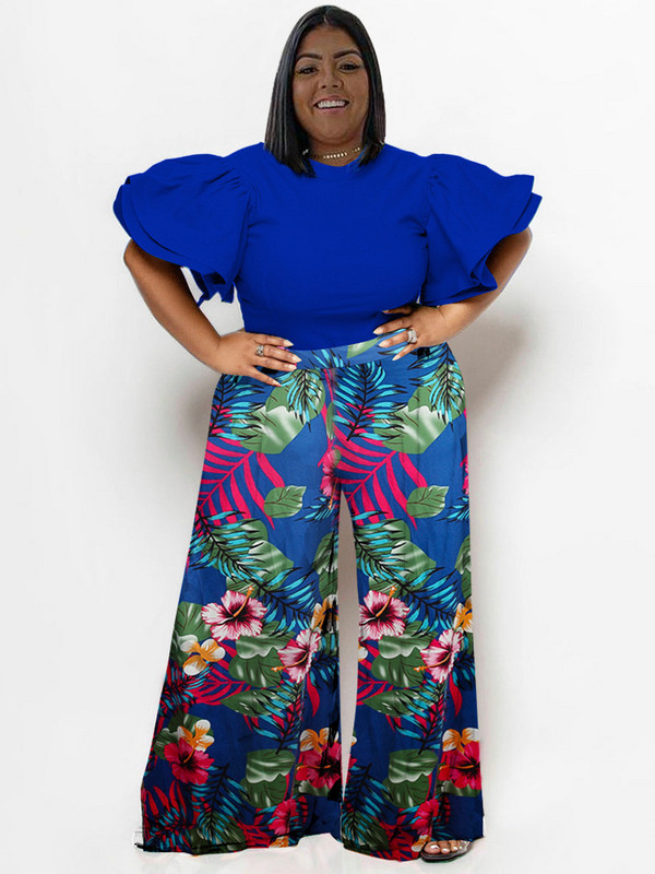 Wmstar Plus Size Two Piece Σετ Γυναικεία 2023 Μασίφ πουκάμισα Μπλούζες και στάμπα παντελονιών Τσέπες με φαρδιά πόδι Μόδα ασορτί κοστούμι Dropshipping