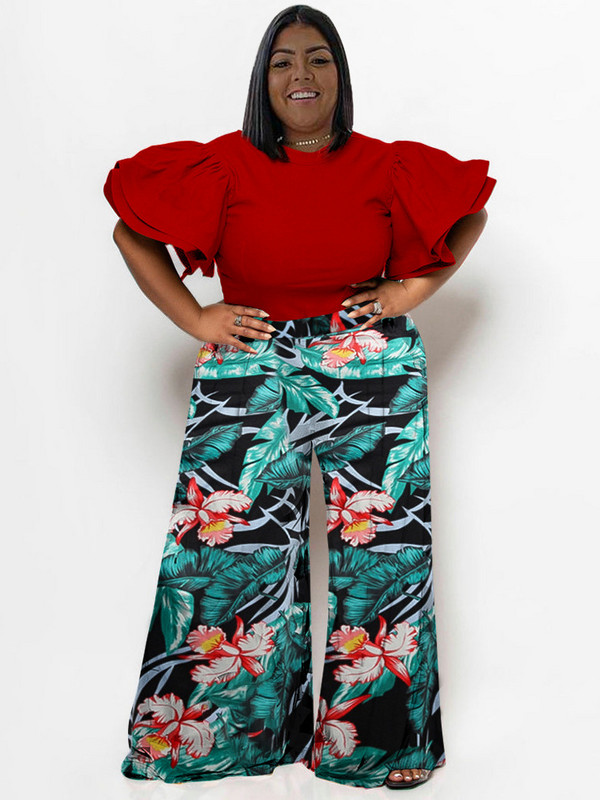 Wmstar Plus Size Two Piece Σετ Γυναικεία 2023 Μασίφ πουκάμισα Μπλούζες και στάμπα παντελονιών Τσέπες με φαρδιά πόδι Μόδα ασορτί κοστούμι Dropshipping