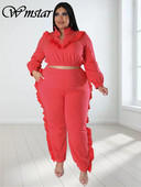Wmstar Plus Size Two Piece Σετ Γυναικεία Ρούχα Crop Top Zipper Up Κολάν ασορτί κοστούμι casual outfits Χονδρική Dropshipping