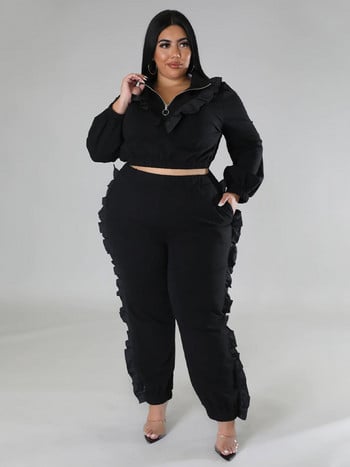 Wmstar Plus Size Two Piece Σετ Γυναικεία Ρούχα Crop Top Zipper Up Κολάν ασορτί κοστούμι casual outfits Χονδρική Dropshipping